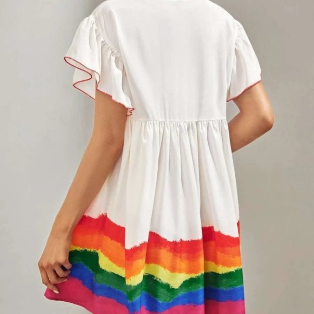 Rainbow Smock Mini Dress - Picture 3 of 5